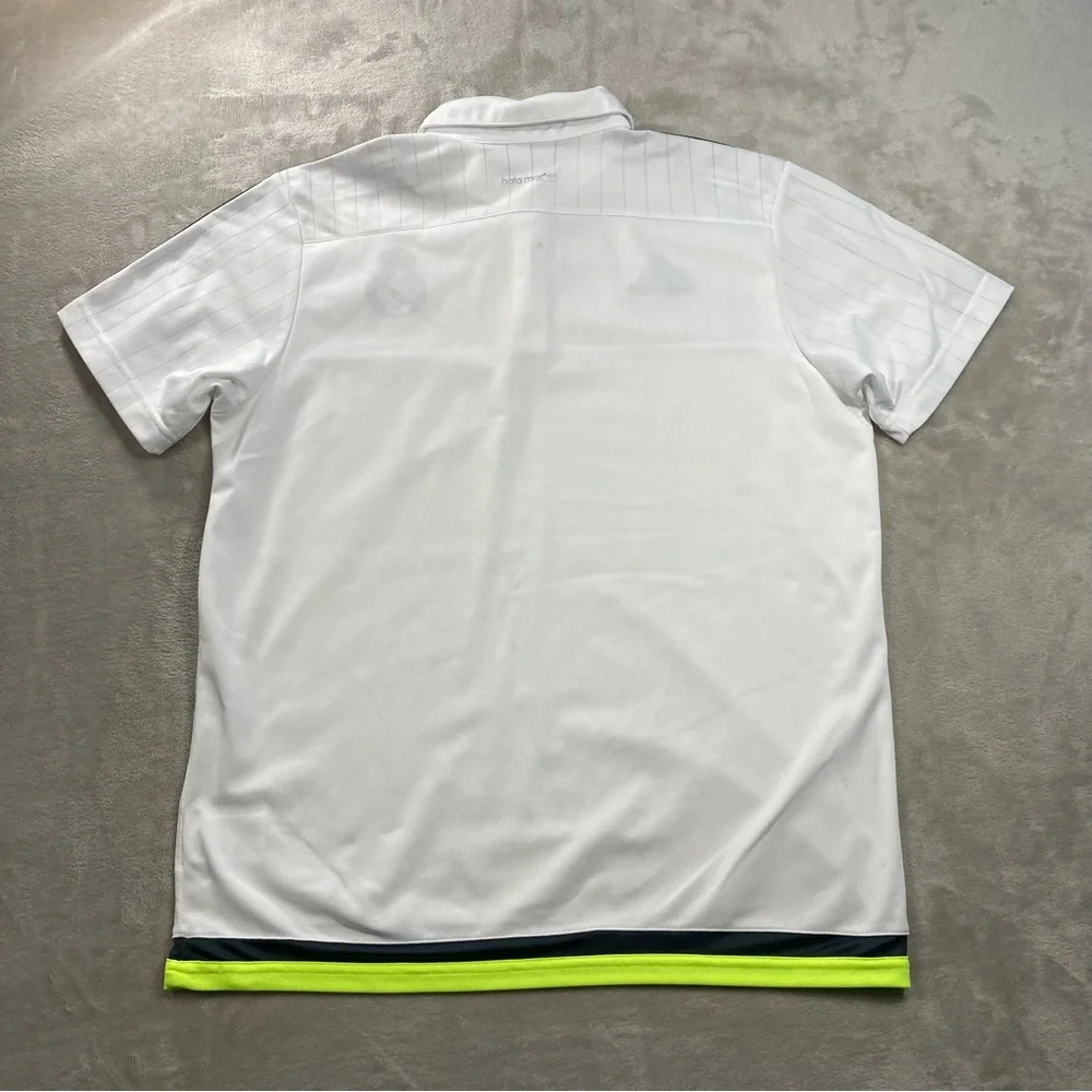 2015/16 Real Madrid Training Jersey Football Polo Shirt White Adidas Sz L S88942 - Picture 4 of 10